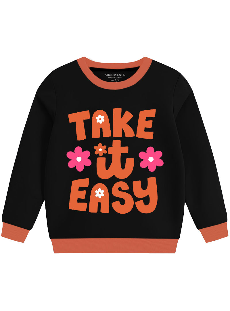 Black " Take It Easy " Typography Sweatshirt