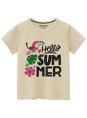 Hello Summer Typography Cotton T-Shirts For Kid