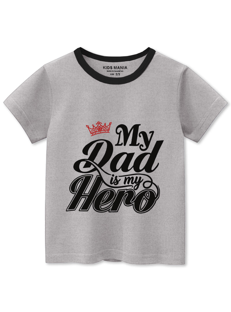 Daddy's Hero T-Shirt For Boys Silver