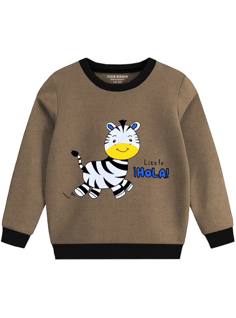 Little I Hola Print Fleece Sweatshirt