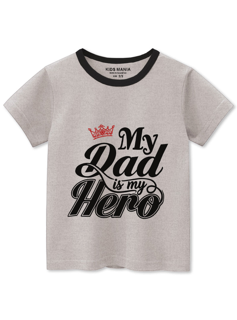 Daddy's Hero T-Shirt For Boys Grey