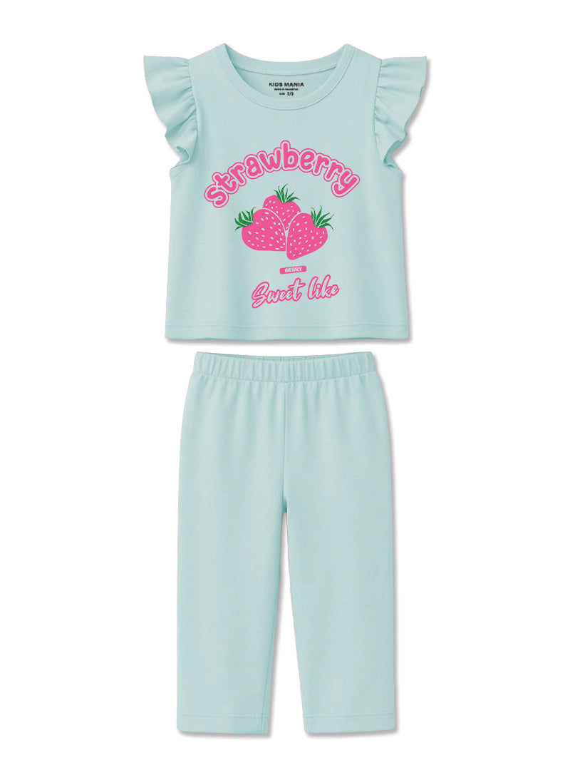 Girls Strawberry Sweet Sleeveless Co ord Set