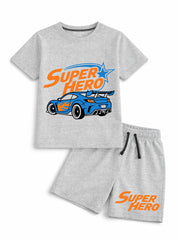 Boys Super Hero Car Shorts Set