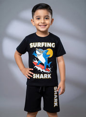 Boys Surfing Shark Graphic Short Set