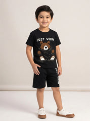 Boys Just Vibin Bear Short Set