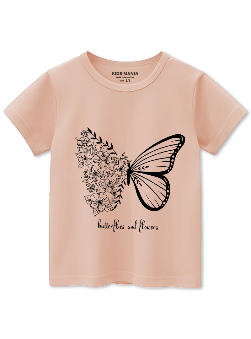 Girls Butterfly Floral Tee