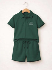 Boys Evergreen Polo Shorts Set