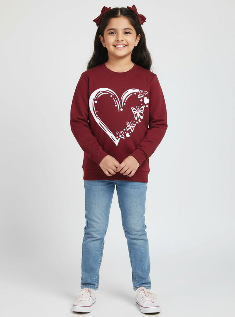 Girls Butterfly Heart Fleece Sweatshirt
