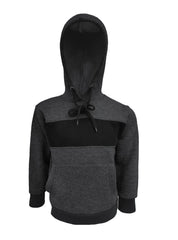 GREY & BLACK PANEL FULL SLEEVES KIDS HOODIE