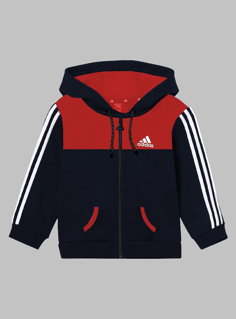 Boys Tracksuit - Navy & Red With White Stripes