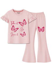 Girls Blush Butterfly Flare Co ord Set