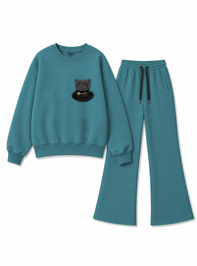Teal Kitty Charm Co-Ord Set