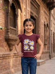 Girls Daisy Graphic Flutter Sleeve Tee