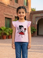 Girls Fairy Graphic Flutter Sleeve Tee