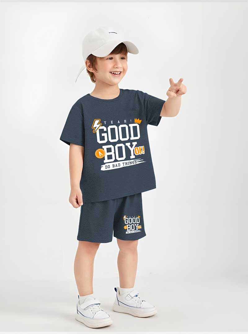 Typography Good Boy Summer Shorts Set