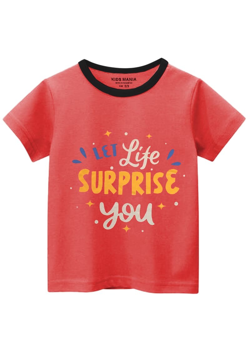 GIRLS T-SHIRT PRINTED LET LIFE SURPRISE YOU