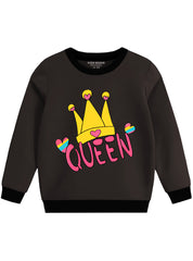 Queen Printed Girls Fleece Sweatshirt