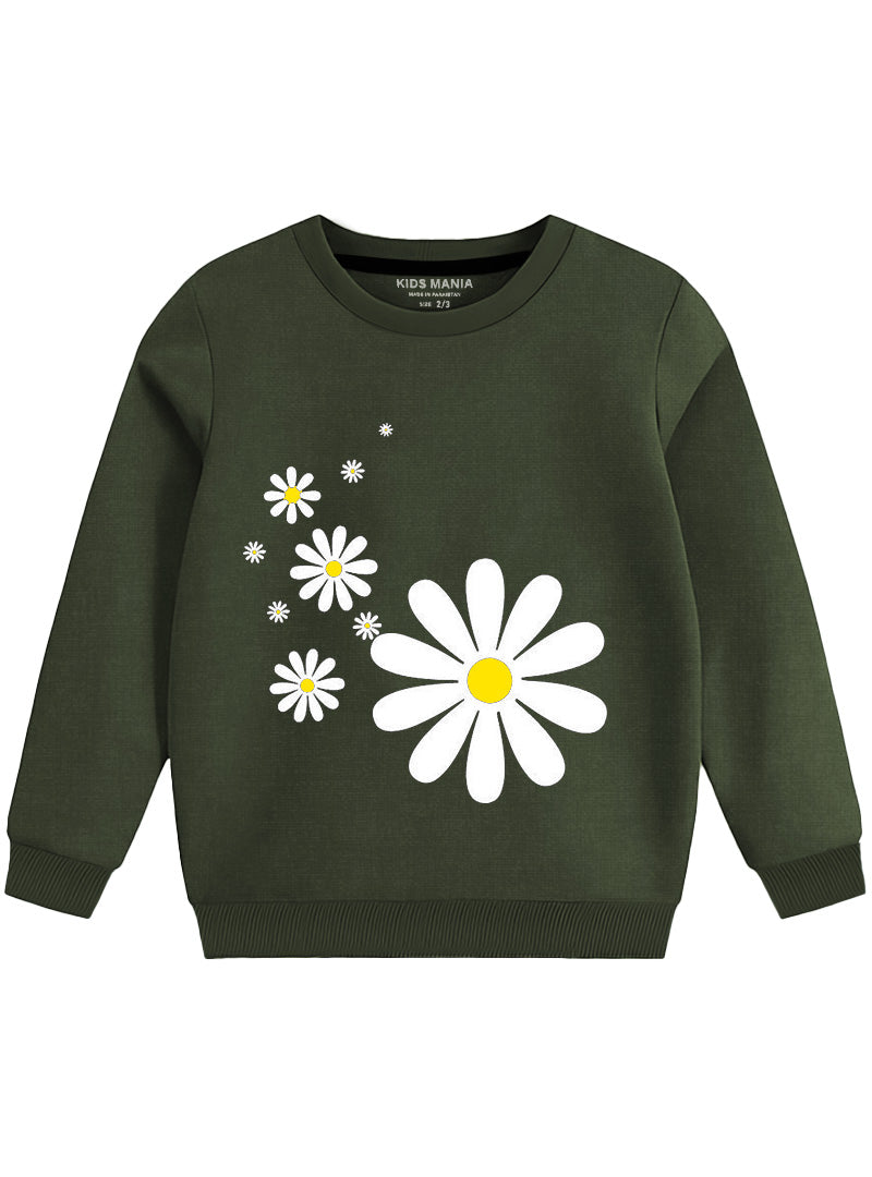 Flower Printed Girls Sweatshirt