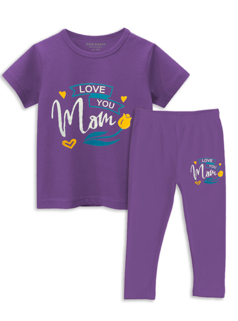 purple color girls t shirt with tights