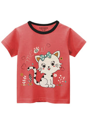 GIRLS T-SHIRT STYLISH MEOW CHARACTER