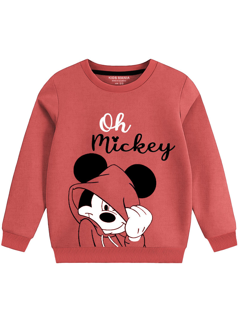 Oh Hey Stylish Mickey Printing Fleece Sweatshirt