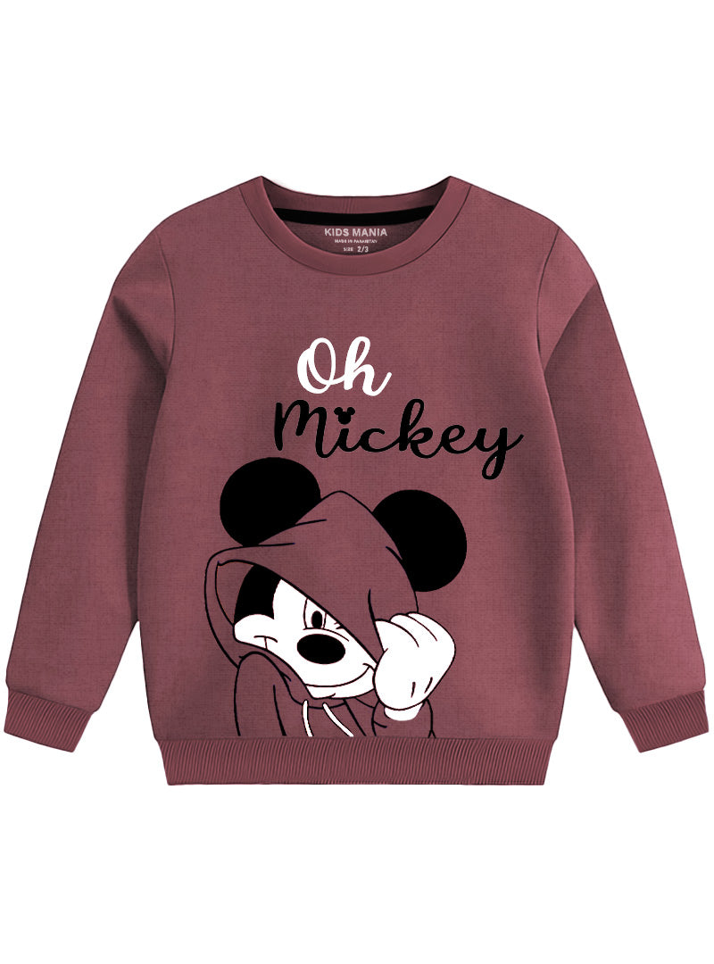 Oh Hey Stylish Mickey Printing Fleece Sweatshirt