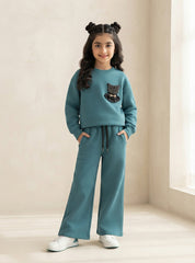 Teal Kitty Charm Co-Ord Set