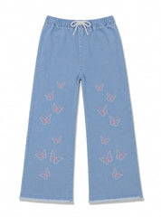 Girls Wide-Leg Jeans Butterfly Whisper