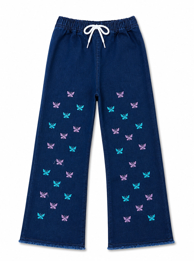 Girls Wide-Leg Jeans Midnight Flutter
