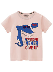 Cool Shark Awesome Never Give Up Tee For Kids