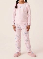 Girls Bow & Heart Print Trouser