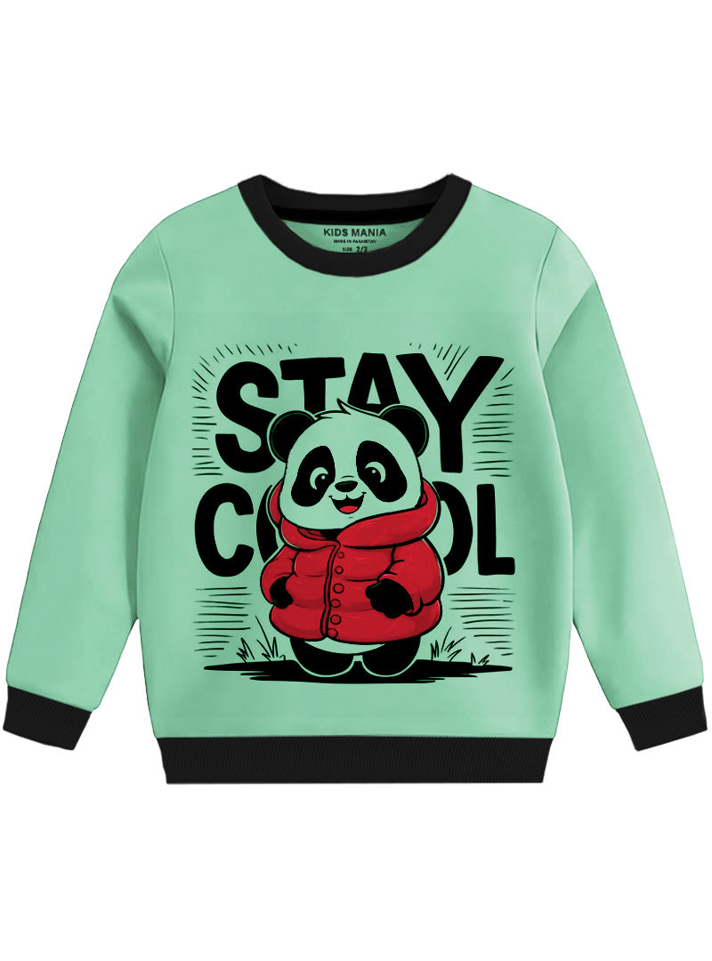 Stay Cool Panda Round Neck Fleece Sweatshirt