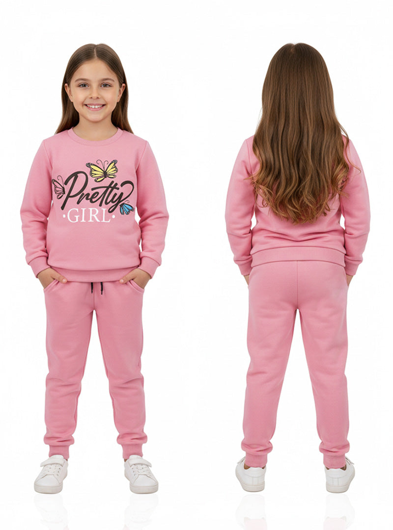 Affordable winter fleece tracksuit set for girls