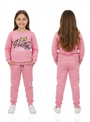 Affordable winter fleece tracksuit set for girls