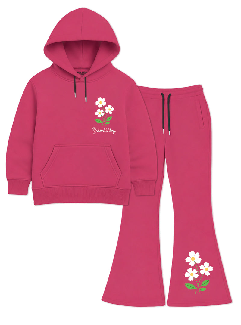 Girls’ Winter Hoodie Set Floral Bliss