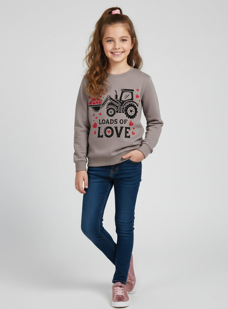 Heartwarming Loads of Love Tractor Fleece Sweatshirt For Girls