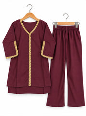Girl 2-Piece Set Burgundy Luxe Lace
