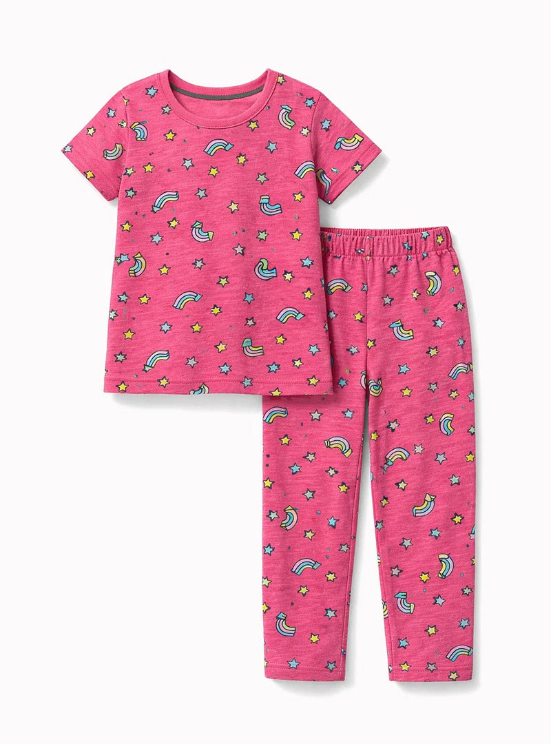 Girls Rainbow Star T Shirt Set