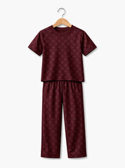 Boys Maroon Pattern Co Ord Set