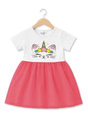 Girls Unicorn Cat Net Frock