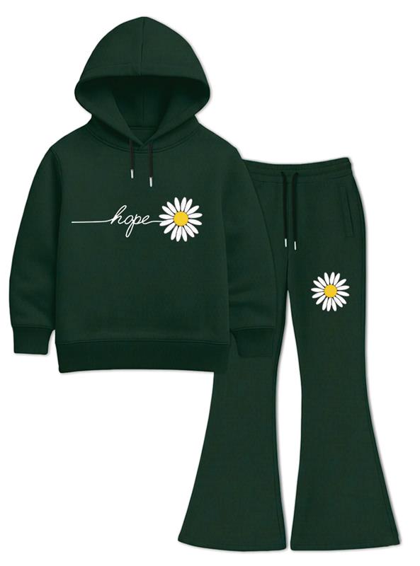 Girls Hope Daisy Flower Winter Fleece Hoodie Set