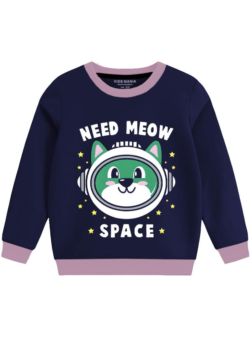 Meow in Space Winter Fleece Sweatshirt