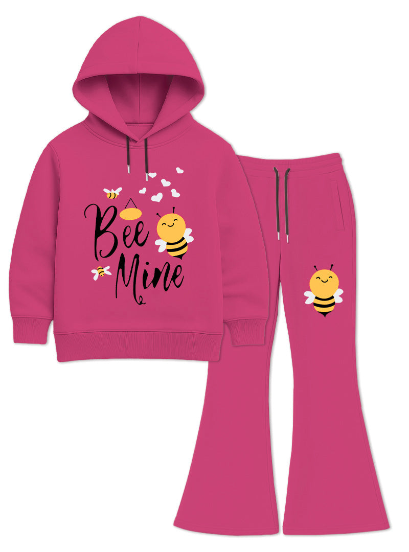 Bee Mine Honeycomb Fleece Hoodie Set For Girls