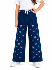 Girls Wide-Leg Jeans Midnight Flutter