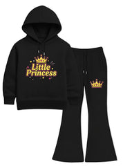 Little Princess Hoodie and Flared Trouser Set For Girls
