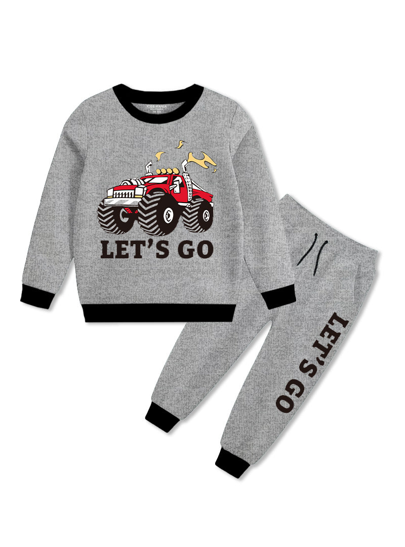 Ready Let's Go Truck Printed Tracksuit For Boys