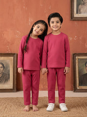 Kids Rose Pink Ribbed Lounge Set