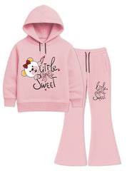 Little Sweet Warm Fleece Hoodie Set For Girls