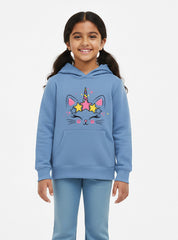 Girls Caticorn Pullover Winter Fleece Hoodie