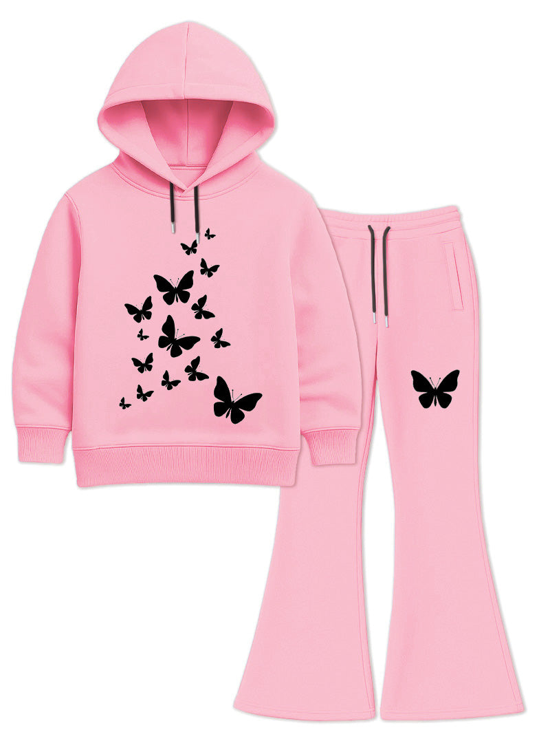 Butterfly Printed Flared Trouser Set For Girls